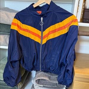 Women's Blue and Yellow Zip-Up Jacket